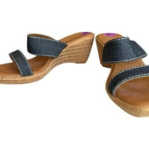 Womens Sandals Size 8.5 Wedge Slip on Open Toe